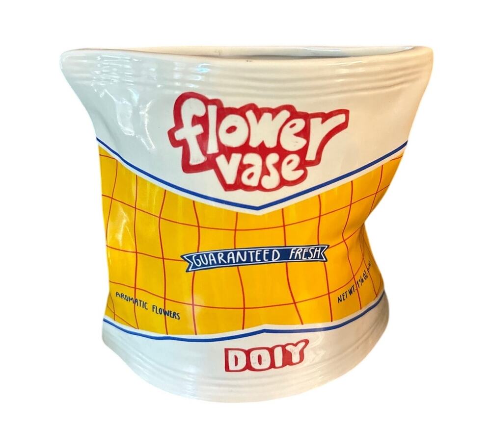 DOIY Corner Shop Vase Flower Floral Ceramic Chips Bag Retro Whimsical Art